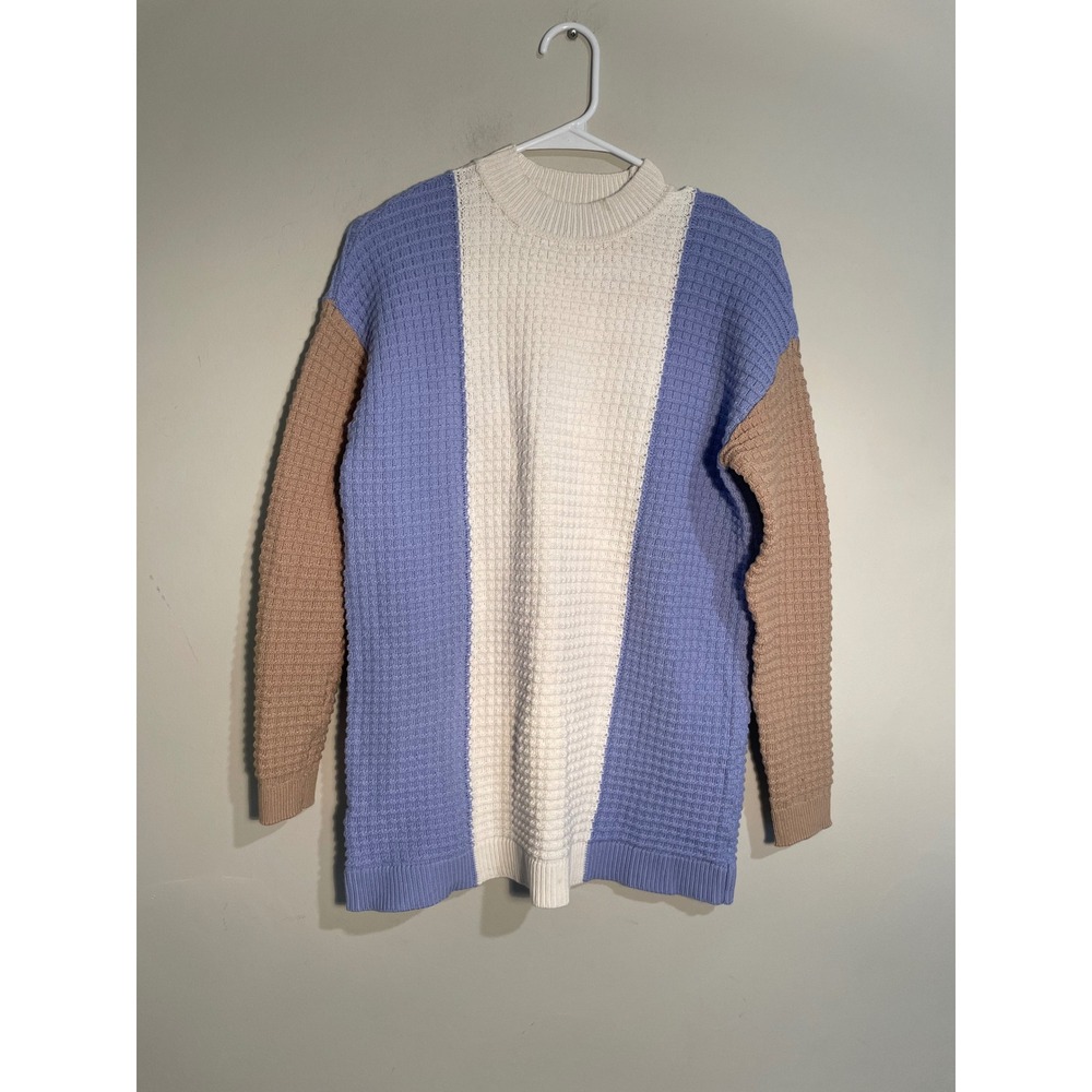 Ann Taylor Geostitch Colorblock Textured Mock Neck Sweater Size Small